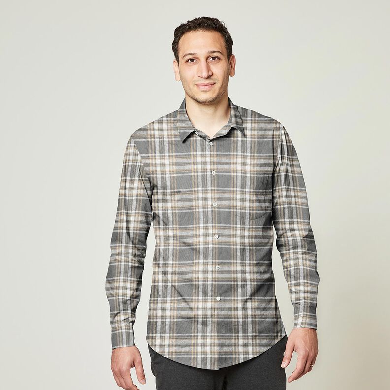 Puuvillaflanelli Ruutu – harmaa/valkoinen,  image number 6