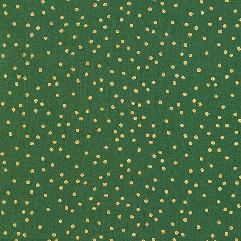 Puuvillakangas Popliini Hienot pilkut – vihreä/kulta,  image number 1