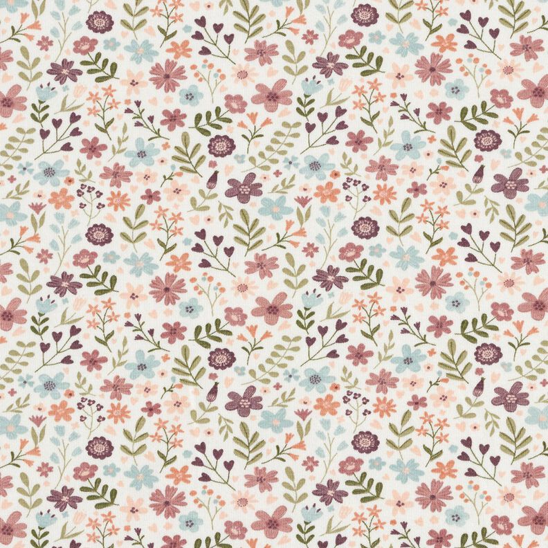 Puuvillajersey Kukkaketo – norsunluu,  image number 1