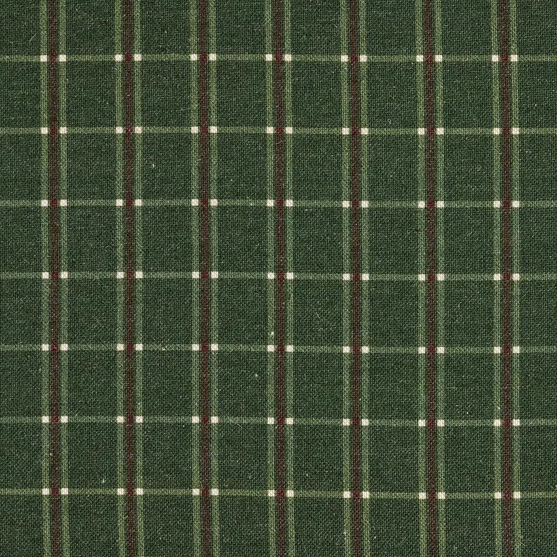 Sisustuskangas Puolipanama Tyylik&auml;s ruutu &ndash; kuusenvihre&auml;/karmiininpunainen,  image number 1