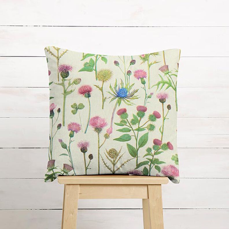 Sisustuskangas Puolipanama Ohdakkeet &ndash; pinja/luonnonv&auml;rinen,  image number 7