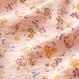 Musliini-/kaksikerroksinen kangas romanttiset kukkaköynnökset – roosa, 