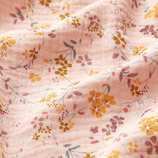 Musliini-/kaksikerroksinen kangas romanttiset kukkaköynnökset – roosa,  image number 2