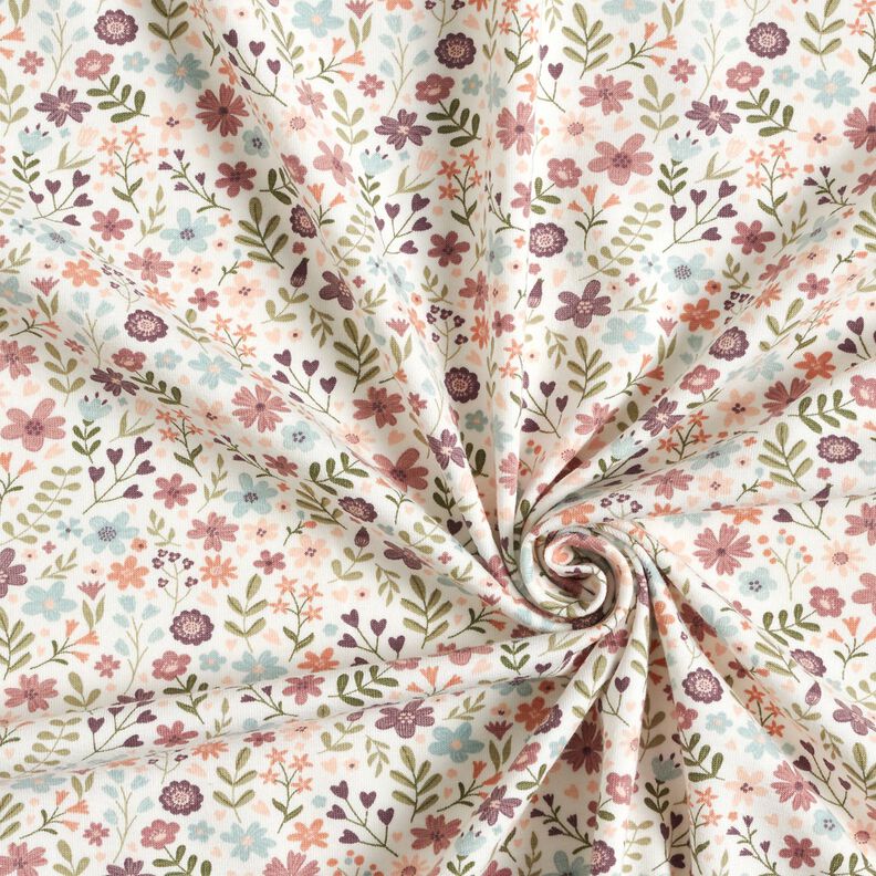 Puuvillajersey Kukkaketo – norsunluu,  image number 3