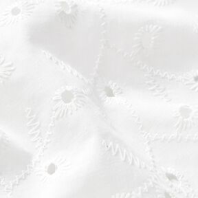 Puuvillakangas Reikäkirjonta Kukkaköynnökset – valkoinen, 