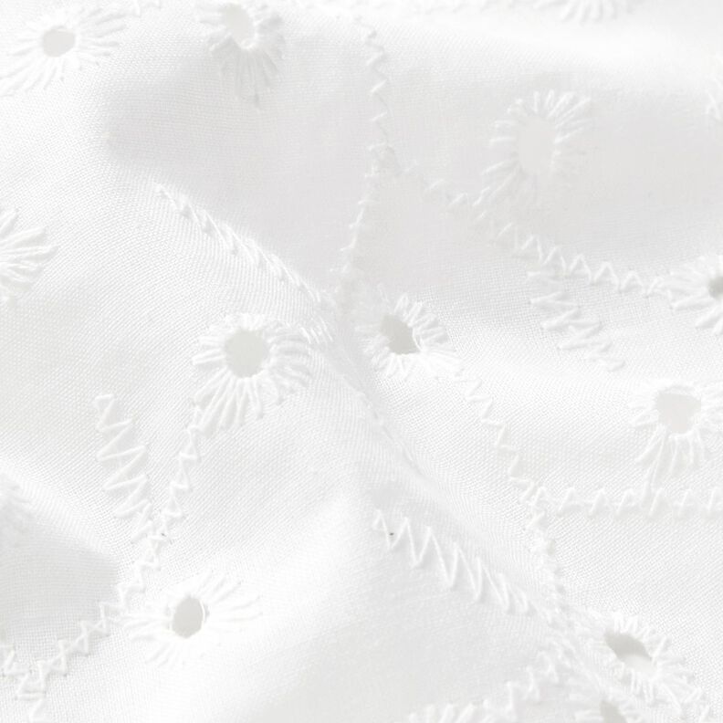 Puuvillakangas Reikäkirjonta Kukkaköynnökset – valkoinen,  image number 2