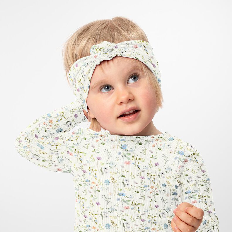 Ribbijersey Akvarellikukkaketo – norsunluu,  image number 6