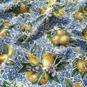 Sisustuskangas Gobeliini Sitruunankukka – sininen/vihreä, 