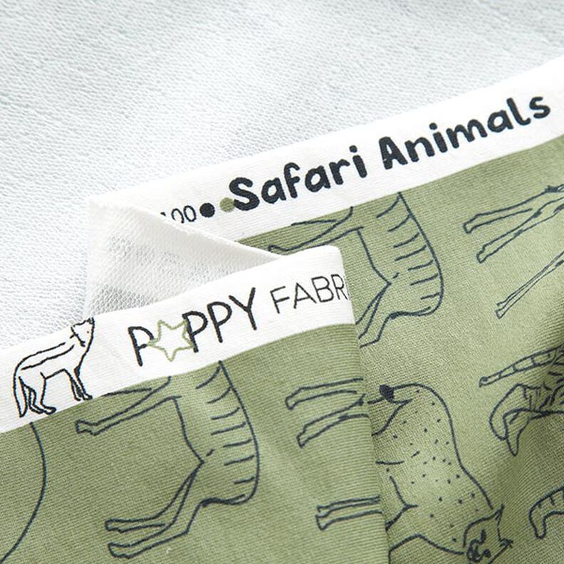 French Terry Kesäcollege gezeichnete Safari-Tiere – vaalea khaki,  image number 3