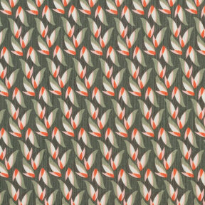 Kreppisifonki lehtikuvio &ndash; musta/kaisla, 