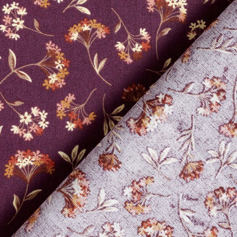 Puuvillakangas Kretonki Herkät kukinnot – rypäle,  image number 4