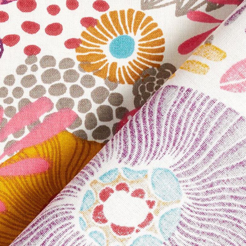 Puuvillakangas Kretonki Kukat – punainen,  image number 4