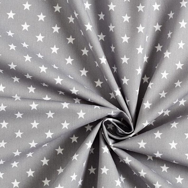 Puuvillapopliini keskisuuret tähdet – harmaa/valkoinen,  image number 5