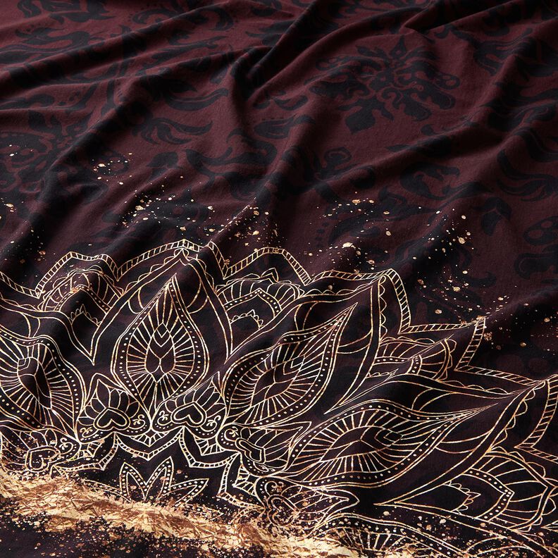 PuuvillajerseyReunuskangas Mandala ja kultaiset pilkut | Glitzerp&uuml;ppi &ndash; mustanruskea/kulta,  image number 2