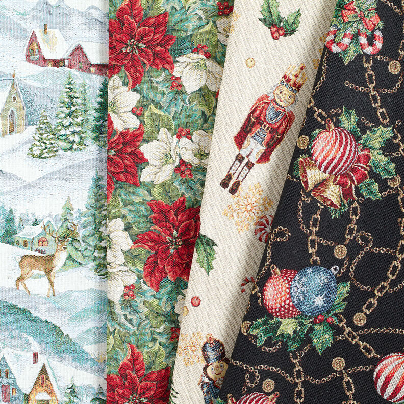 Sisustuskangas Gobeliini Juhlavat pähkinänsärkijät – vaalea beige/punainen,  image number 5