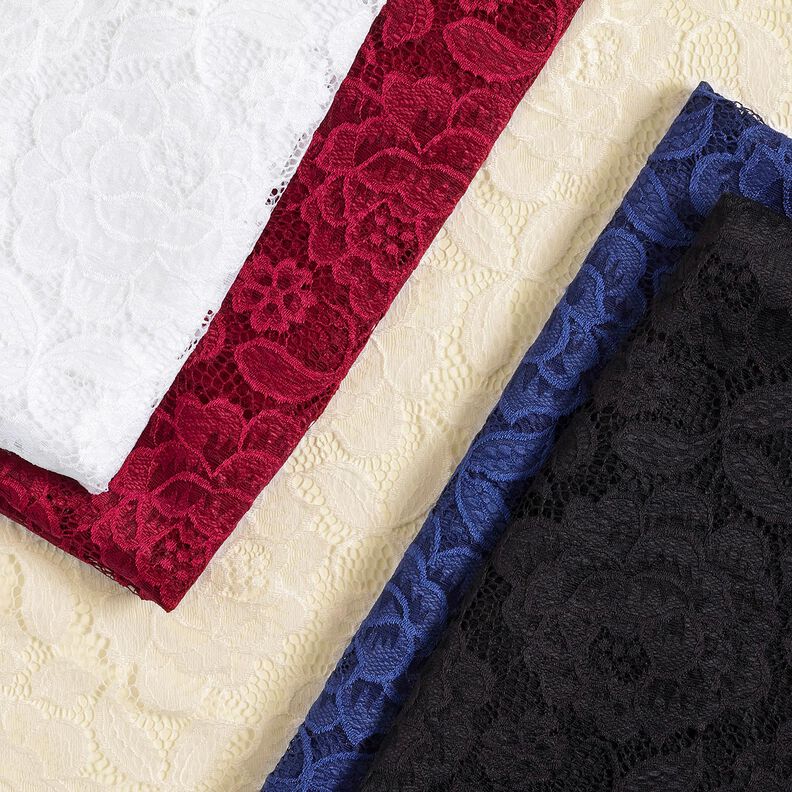 Joustava pitsi Kukinnot ja lehdet – villanvalkoinen,  image number 6