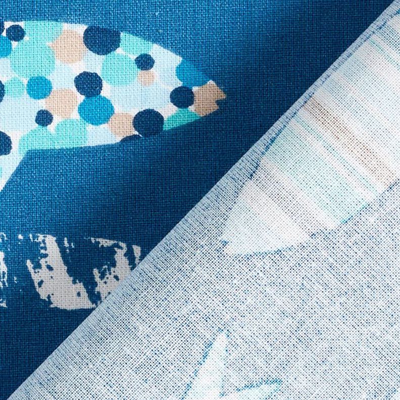 Puuvillakangas Kretonki Abstraktit kalat – sininen,  image number 4