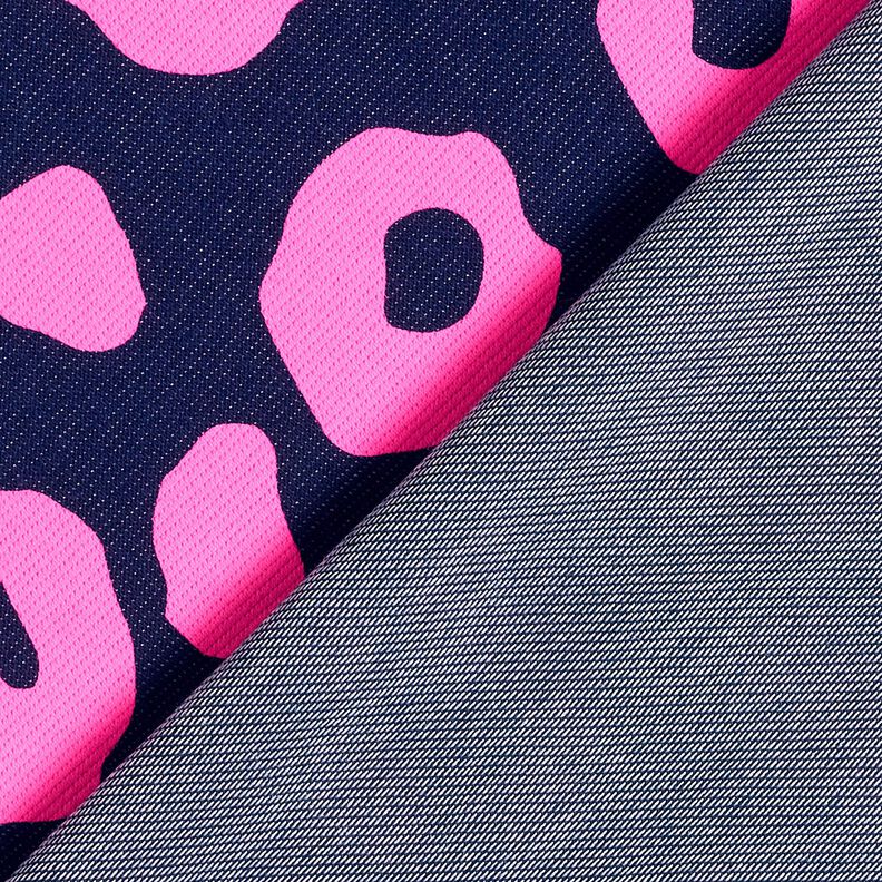 French Terry Kes&auml;college Farkkutyyli Neon Leopardipainatus &ndash; y&ouml;nsininen/neonpinkki,  image number 4