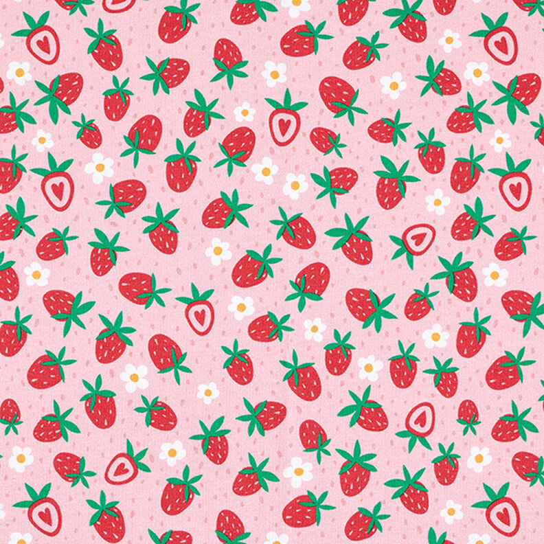 Puuvillajersey makeat mansikat | PETIT CITRON – roosa,  image number 1