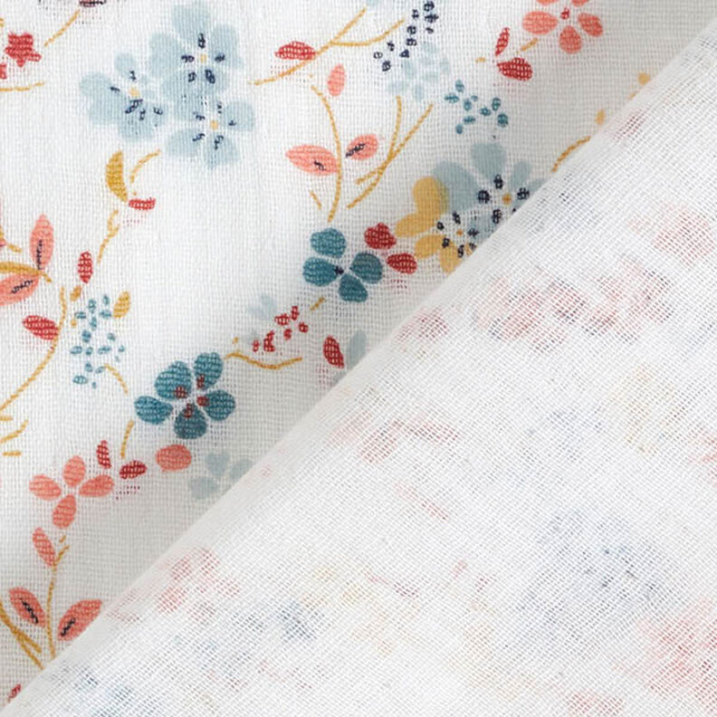 Musliini-/kaksikerroksinen kangas romanttiset kukkaköynnökset – valkoinen,  image number 4