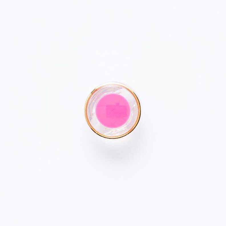 Kantanappi, jossa kullanvärinen reunus [ Ø 11 mm ] – pink/kulta,  image number 1