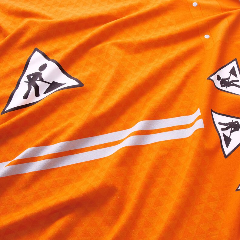 French Terry Paneeli Ollapa kerran rakennustyöntekijä | Stoff&Liebe – vaaleanoranssi/hopeanharmaa,  image number 2