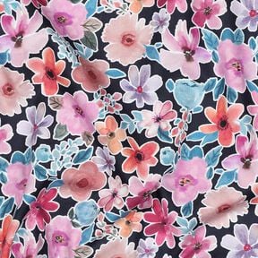 Puuvillapopliini Kukat | Poppy Fabrics – sinimusta, 
