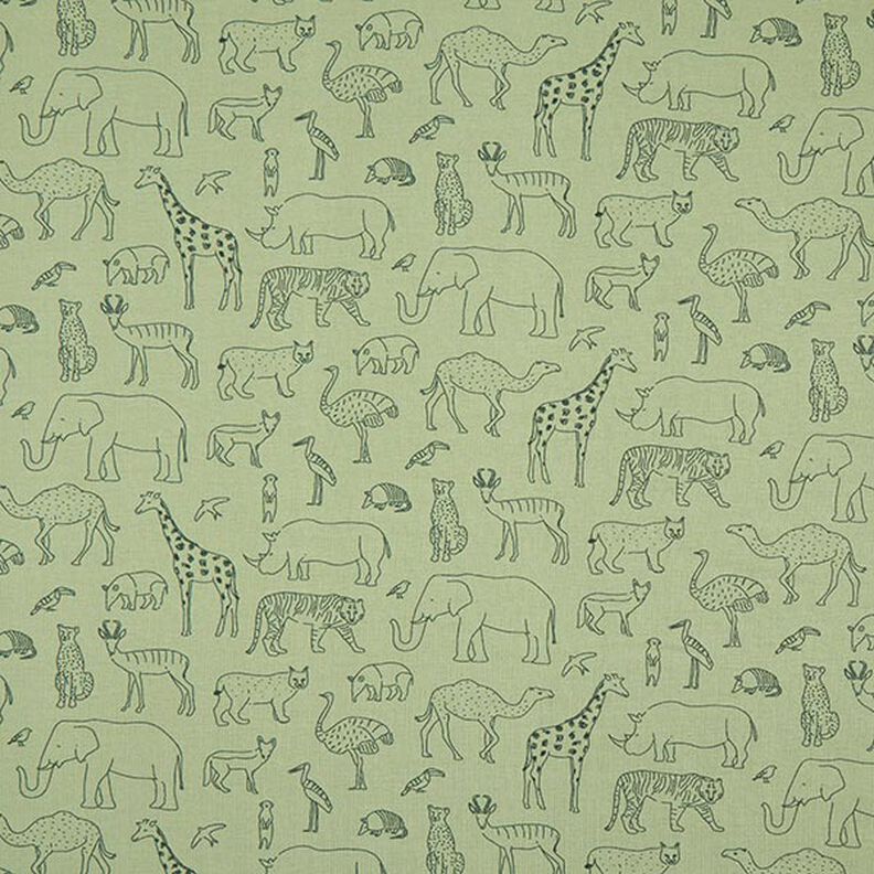 French Terry Kesäcollege gezeichnete Safari-Tiere – vaalea khaki,  image number 1