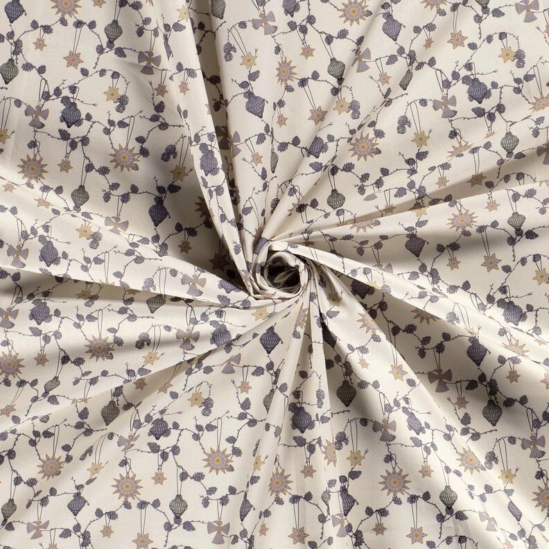 Puuvillakangas Popliini Skandinaaviset joulukuusen koristeet – vaalea beige,  image number 3