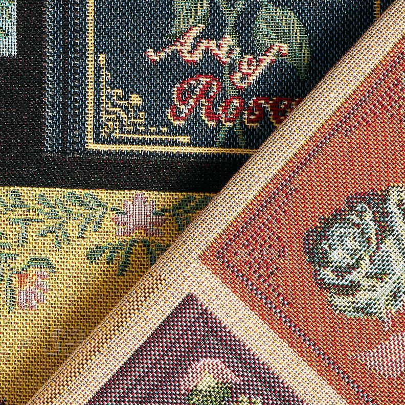 Sisustuskangas Gobeliini Kirjan kansi &ndash; musta/merlot,  image number 4