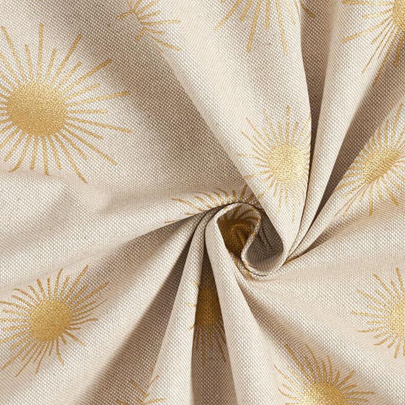 Sisustuskangas Puolipanama kultaiset auringot   – luonnonvärinen,  image number 3