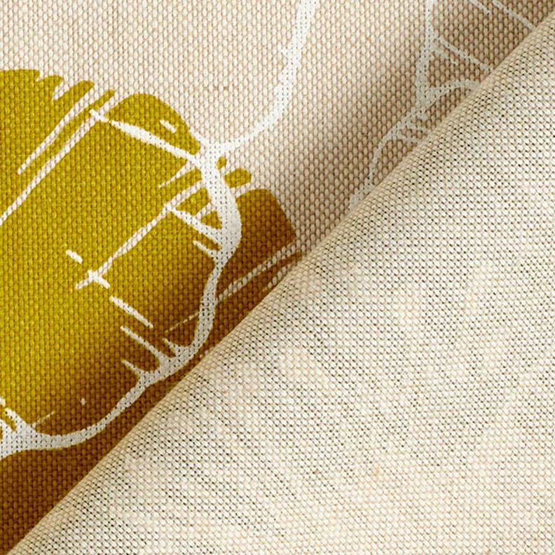 Sisustuskangas Puolipanama Vaikuttavat kukinnot – oliivi/luonnonvärinen,  image number 4