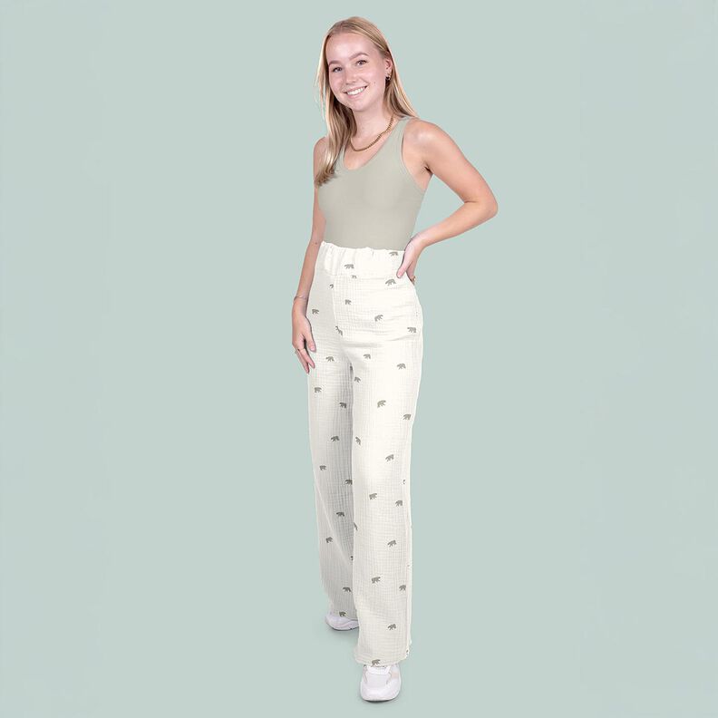 Musliini-/kaksikerroksinen kangas Jääkarhu – valkoinen,  image number 5