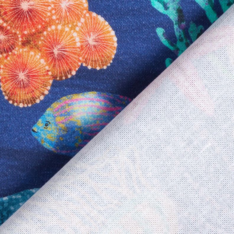 Sisustuskangas Puolipanama Värikäs vedenalainen maailma – laivastonsininen/turkoosi,  image number 4
