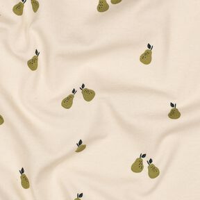 GOTS Puuvillajersey Päärynät | Poppy Fabrics – vaalea beige/vaalea oliivi, 