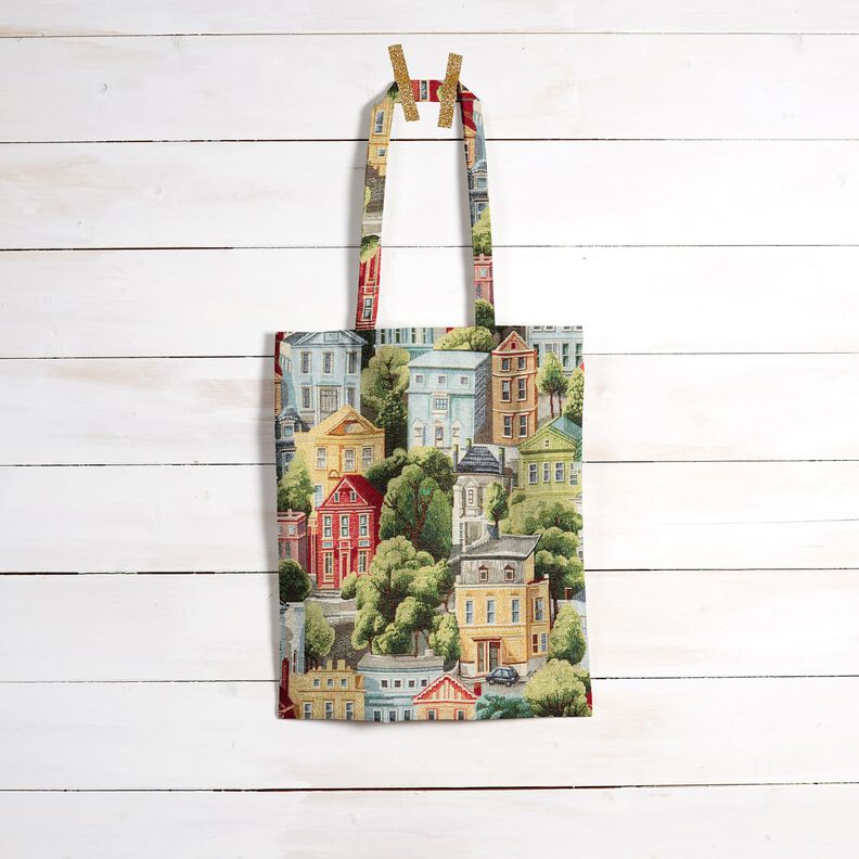 Sisustuskangas Gobeliini Värikäs naapurusto – luonnonvärinen/taivaansininen,  image number 7