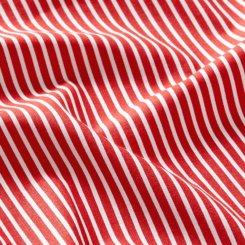 Puuvillapopliini Raidat – punainen/valkoinen,  image number 2