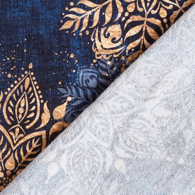 French Terry Kesäcollege Mandala | Glitzerpüppi – laivastonsininen/aprikoosi,  image number 4