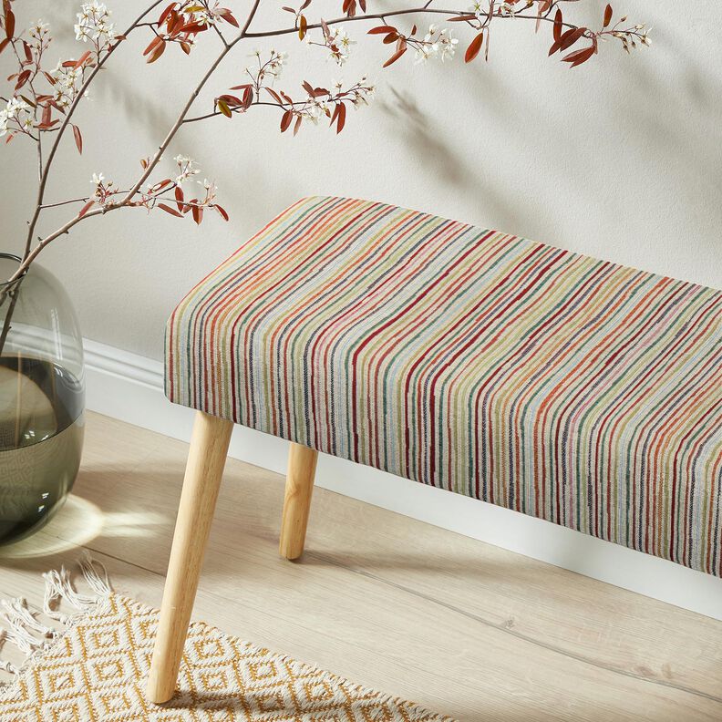 Sisustuskangas Gobeliini Värikkäät raidat – vaalea beige/karmiininpunainen,  image number 5