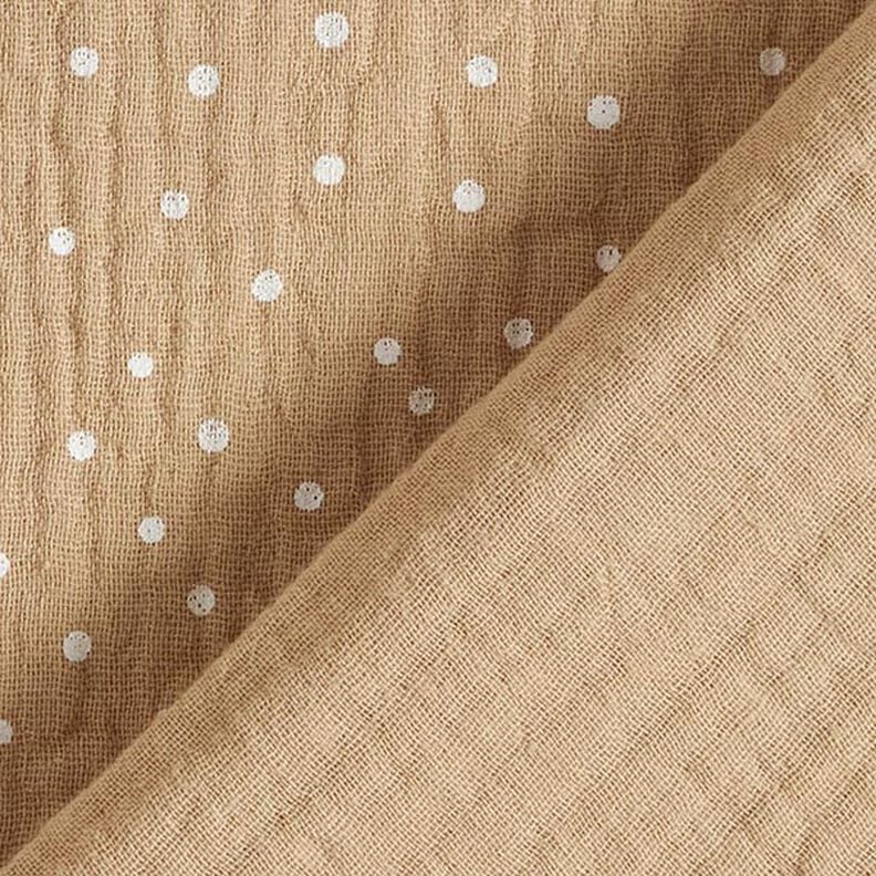 Musliini-/kaksikerroksinen kangas Pikkupilkut – beige/valkoinen,  image number 4
