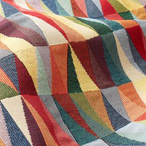 Sisustuskangas Gobeliini Graafinen siksak &ndash; vaalea beige/karmiininpunainen, 