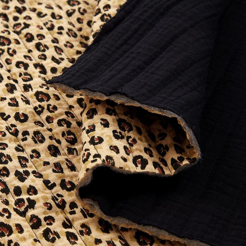 Musliini Tikkikangas Leopardipainatus &ndash; beige/musta,  image number 2