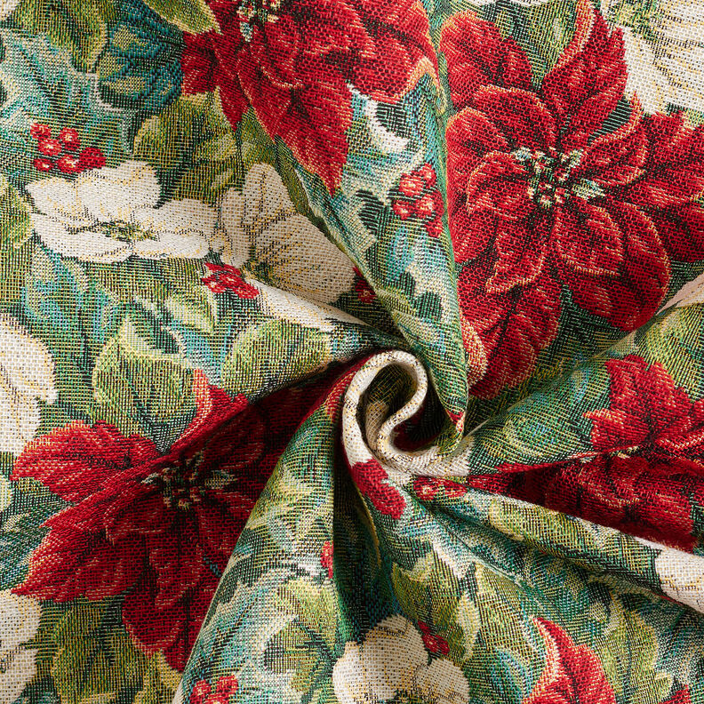 Sisustuskangas Gobeliini Joulutähdet Kaksivärinen – vaalea beige/punainen,  image number 3