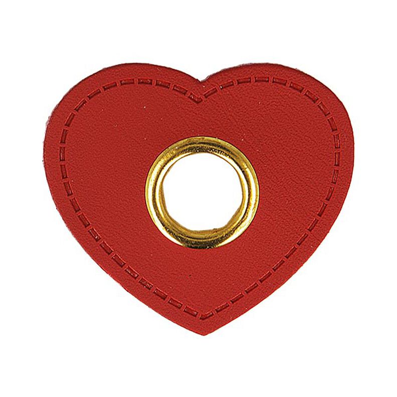 Paikka metallirenkaalla Nahkajäljitelmä Sydän  [ 4 kpl ] – karmiininpunainen,  image number 1