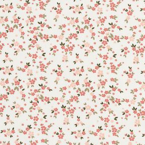 Puuvillajersey vaaleanpunaiset kukat – norsunluu, 