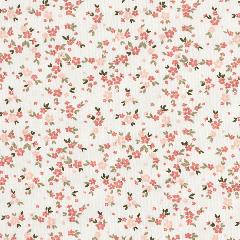 Puuvillajersey vaaleanpunaiset kukat – norsunluu,  image number 1