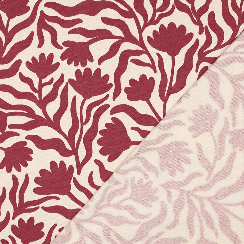 Collegekangas harjattu valkaisematon Kukat | Poppy Fabrics &ndash; kerma/marja,  image number 4