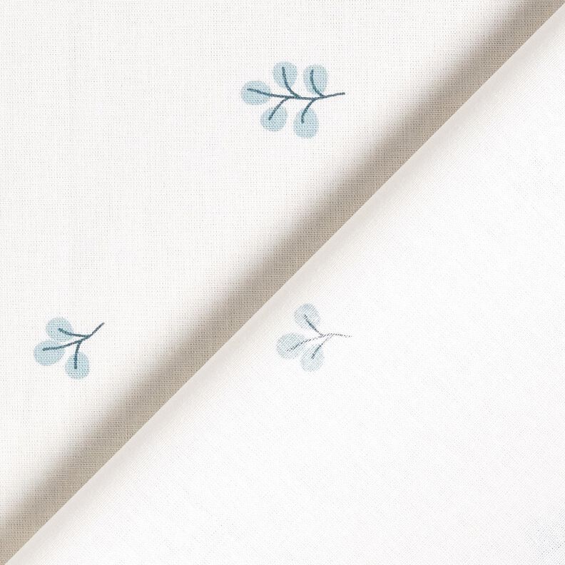 Puuvillapopliini Oksat ja lehmuksen lehdet – valkoinen/eukalyptus,  image number 4