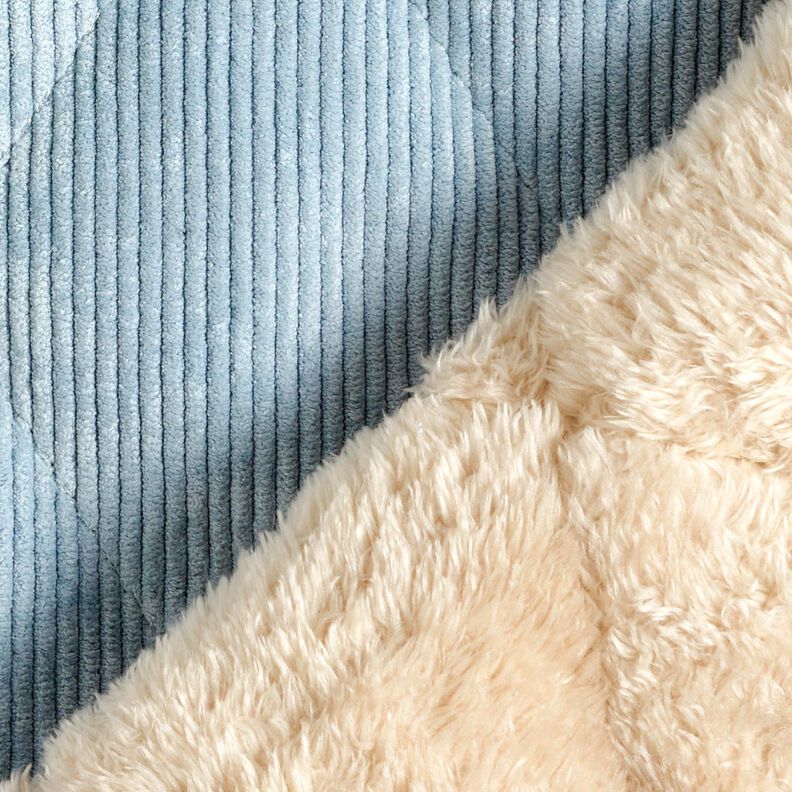 Tikkikangas Vakosamettikangas vinoneliökuviollisella kääntöpuolella – vaaleansininen,  image number 5