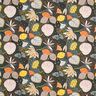 Puuvillakangas Kretonki Lehdet – musta/oranssi,  thumbnail number 1